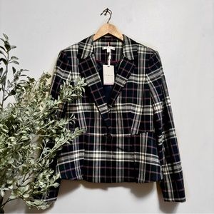 Tommy Hilfiger Plaid One Button Stretch Blazer
